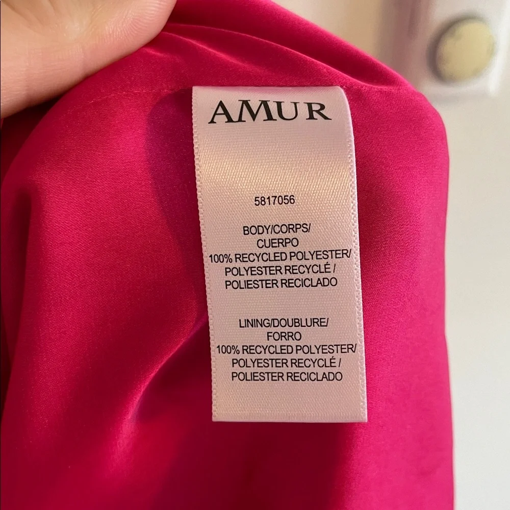 AMUR Deena Dress One Shoulder Midi Women’s 4 Cut Out Rosie Raspberry Hot Pink - Picture 12 of 13